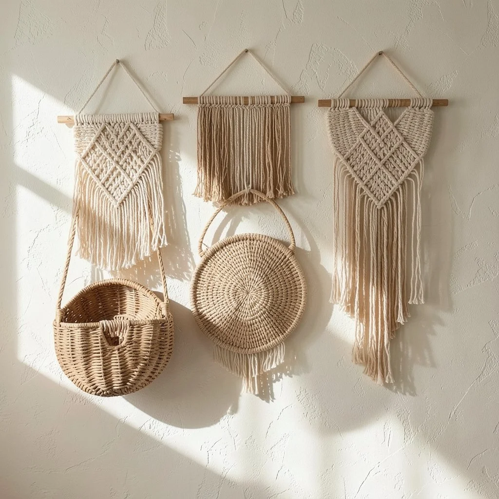 Handwoven basket with dried flowers